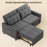 Noelse 58" Sleeper Sofa Bed, Pull-Out Couch with Adjustable Backrest and Side Pocket for Living Room, Dark Gray