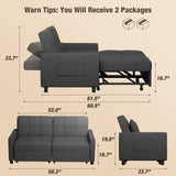 Noelse 58" Sleeper Sofa Bed, Pull-Out Couch with Adjustable Backrest and Side Pocket for Living Room, Dark Gray