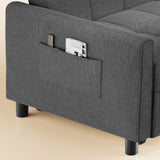 Noelse 58" Sleeper Sofa Bed, Pull-Out Couch with Adjustable Backrest and Side Pocket for Living Room, Dark Gray