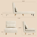 3-in-1 Convertible Chair Sofa Bed, Space Saving 6-Position Recliner with Pillow, 330lbs Capacity, White