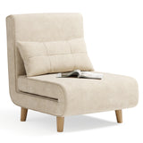 Convertible Chair Bed Futon Sofa with Adjustable Backrest, Accent Chair for Apartment, Bedroom, Office - White