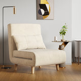 3-in-1 Convertible Chair Sofa Bed, Space Saving 6-Position Recliner with Pillow, 330lbs Capacity, White
