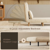 Convertible Chair Bed Futon Sofa with Adjustable Backrest, Accent Chair for Apartment, Bedroom, Office - White