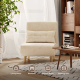 Convertible Chair Bed Futon Sofa with Adjustable Backrest, Accent Chair for Apartment, Bedroom, Office - White