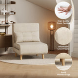 Convertible Chair Bed Futon Sofa with Adjustable Backrest, Accent Chair for Apartment, Bedroom, Office - White