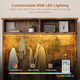 Noelse 71''H LED Hall Tree with Bench and Shoe Storage, Entryway Bench with Coat Rack, 7 Shoe Cubbies and Umbrella Holder, Mudroom, Hallway Storages Cabinet (Retro )