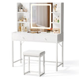 Aiho Vanity Desk with Mirror ,Vanity Table Makeup Desk with 2 Drawers , White