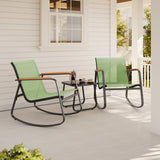 Outdoor Bisto Set, Asofer 4 Pieces Patio Furniture Set Including A Loveseat, Rocking Chairs Set of 2 with A Glass Table for Balcony, Porch, Lawn, Black