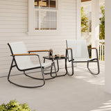 Outdoor Bisto Set, Asofer 4 Pieces Patio Furniture Set Including A Loveseat, Rocking Chairs Set of 2 with A Glass Table for Balcony, Porch, Lawn, Black