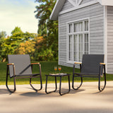 Noelse 3 Piece Outdoor Textilene Rocking Bistro Set, Patio Furniture Set with Heat-Resistant Armrests and Coffee Table for Porch, Balcony,Black