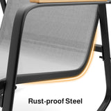 Asofer 3-Piece Outdoor Rocking Bistro Set, Patio Furniture Set with Glass Table for Poolside, Porch, Lawn, Gray