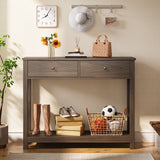 Asofer 39" Console Table with 2 Drawers, Modern Sofa Table, Narrow Wood Entryway Table for Living Room, Foyer, Retro