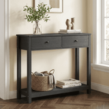 Asofer 39" Modern Narrow Console Table with 2 Drawers, Wood Entryway Table for Living Room, Foyer or Hallway, Black