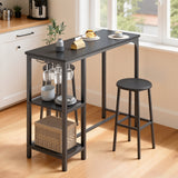 Asofer 3pcs Bar Table and Chairs Set, Kitchen Dining Table Set for 2, Industrial Bistro Set For Small Spaces, Apartment,Black