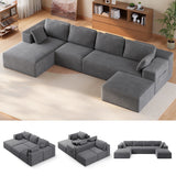 Asofer Oversized Modular Sectional Sofa, L Shaped Convertible Sectional Sofa with Chaise and ottoman, Modern Couches for Living Room Apartment Office, No Assembly ,Grey