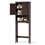 Over The Toilet Storage Cabinet,Asofer Bathroom Space Saver Organizer with Adjustable Shelf and Doors，Dark Brown