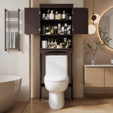 Asofer Over the Toilet Storage Cabinet, Adjustable Sturdy Shelf and 2 Wood Doors, for Bathroom