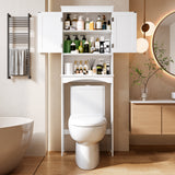 Asofer Over the Toilet Storage Cabinet, with Wooden Adjustable Shelf and 2 Doors, for Bathroom, White