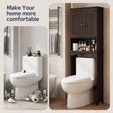 Asofer Over the Toilet Storage Cabinet, Adjustable Sturdy Shelf and 2 Wood Doors, for Bathroom