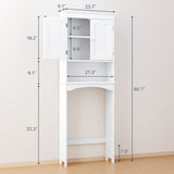 Over The Toilet Storage Cabinet,Asofer Bathroom Space Saver Organizer with Adjustable Shelf and Doors，White