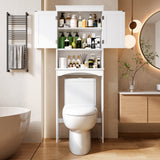 Over The Toilet Storage Cabinet,Asofer Bathroom Space Saver Organizer with Adjustable Shelf and Doors，White