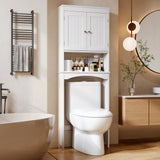 Over The Toilet Storage Cabinet,Asofer Bathroom Space Saver Organizer with Adjustable Shelf and Doors，White