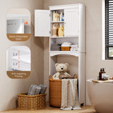Over The Toilet Storage Cabinet,Asofer Bathroom Space Saver Organizer with Adjustable Shelf and Doors，White