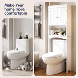 Over The Toilet Storage Cabinet,Asofer Bathroom Space Saver Organizer with Adjustable Shelf and Doors，White