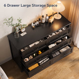 edroom Furniture Sets, Asofer 2 Nightstands, 5-Drawer Dresser & 6-Drawer Dresser, Queen Bed Frame, Black