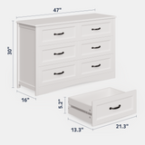 Asofer 6-Piece Bedroom Set with Bookcase, Queen Size Bed, 2 Chests of Drawers and 2 Nightstands, White