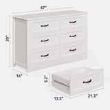 Asofer 6-Drawer White Dresser Cabinet with Metal Handle, Modern Wood Double Chest for Bedroom, Living Room