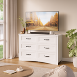 Asofer 6-Piece Bedroom Set with Bookcase, Queen Size Bed, 2 Chests of Drawers and 2 Nightstands, White