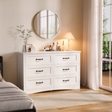 Asofer 6-Piece Bedroom Set with Bookcase, Queen Size Bed, 2 Chests of Drawers and 2 Nightstands, White