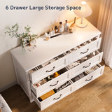 Asofer 6-Piece Bedroom Set with Bookcase, Queen Size Bed, 2 Chests of Drawers and 2 Nightstands, White