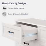 Asofer 6-Drawer White Dresser Cabinet with Metal Handle, Modern Wood Double Chest for Bedroom, Living Room