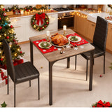 Asofer Christmas Gift 25" Dining Table and Chairs 2-Piece Set, 2-Person Dining Set with Wooden Tabletop, Ideal for Kitchen, Apartment, Small Spaces, Gray