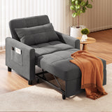 Asofer Sofa Bed Chair, 3 in 1 Convertible Futon Couch, Adjustable Backrest, Breathable and easy to clean, Dark Gray