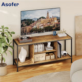 Asofer TV Stand for TVs Up to 65", Entertainment Center TV Console for Living Room, Rustic Brown