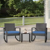 3 Pieces Patio Wicker Chairs Set, Asofer  Rocking Patio Bistro Set with Caffee Table for Poolside,Yard, Porch (Copy)