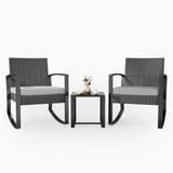 Patio Furniture Set, Rocking Bistro Set Wicker Chair with Coffee Table for Balcony, Backyard, GrayPatio Furniture Set, Rocking Bistro Set Wicker Chair with Coffee Table for Balcony, Backyard, Gray