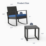 Asofer Patio Furniture Set, Rattan Rocking Chair with Coffee Table, for Bistro, Conversation, Garden, Balcony, Backyard