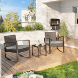 Patio Furniture Set, Rocking Bistro Set Wicker Chair with Coffee Table for Balcony, Backyard, GrayPatio Furniture Set, Rocking Bistro Set Wicker Chair with Coffee Table for Balcony, Backyard, Gray
