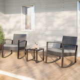Patio Furniture Set, Rocking Bistro Set Wicker Chair with Coffee Table for Balcony, Backyard, GrayPatio Furniture Set, Rocking Bistro Set Wicker Chair with Coffee Table for Balcony, Backyard, Gray