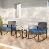 Asofer Patio Furniture Set, Rattan Rocking Chair with Coffee Table, for Bistro, Conversation, Garden, Balcony, Backyard