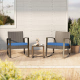 Asofer Patio Furniture Set, Rattan Rocking Chair with Coffee Table, for Bistro, Conversation, Garden, Balcony, Backyard