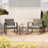 Patio Furniture Set, Rocking Bistro Set Wicker Chair with Coffee Table for Balcony, Backyard, GrayPatio Furniture Set, Rocking Bistro Set Wicker Chair with Coffee Table for Balcony, Backyard, Gray