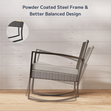 Patio Furniture Set, Rocking Bistro Set Wicker Chair with Coffee Table for Balcony, Backyard, GrayPatio Furniture Set, Rocking Bistro Set Wicker Chair with Coffee Table for Balcony, Backyard, Gray