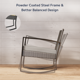 Asofer Patio Furniture Set, Rattan Rocking Chair with Coffee Table, for Bistro, Conversation, Garden, Balcony, Backyard