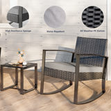 Patio Furniture Set, Rocking Bistro Set Wicker Chair with Coffee Table for Balcony, Backyard, GrayPatio Furniture Set, Rocking Bistro Set Wicker Chair with Coffee Table for Balcony, Backyard, Gray