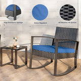 Asofer Patio Furniture Set, Rattan Rocking Chair with Coffee Table, for Bistro, Conversation, Garden, Balcony, Backyard